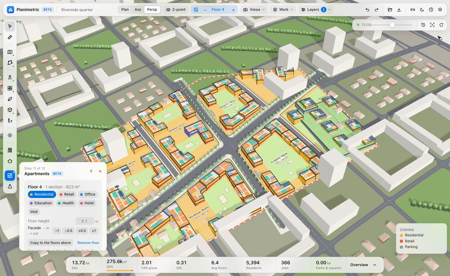 Floor view with apartments